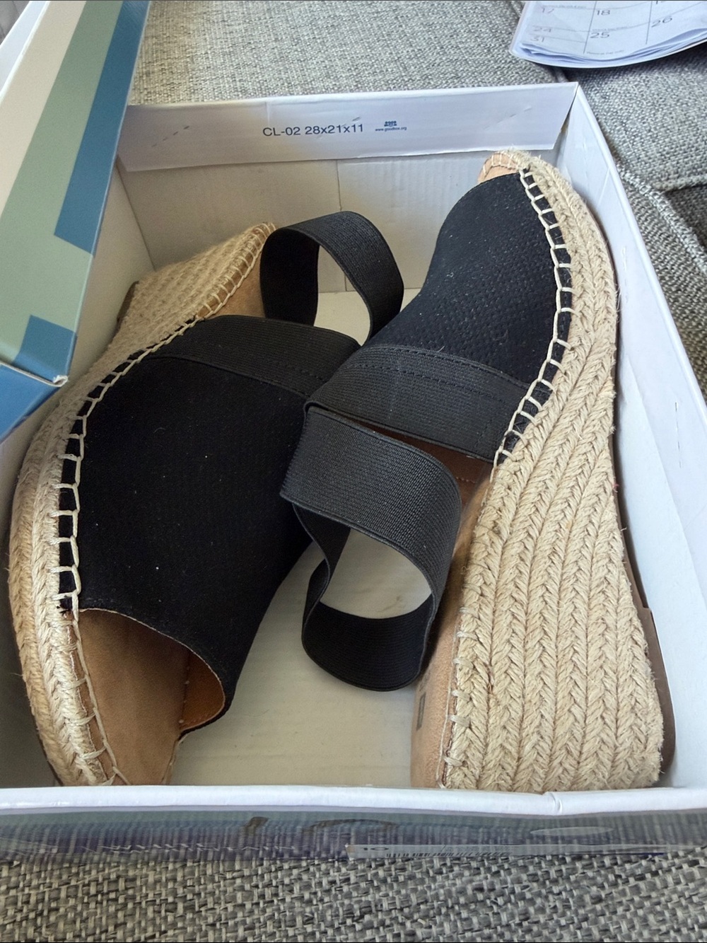 NEW in box White Mountain Gabbie Black Espadrille Wedge Sandal Size 10 - Picture 7 of 8